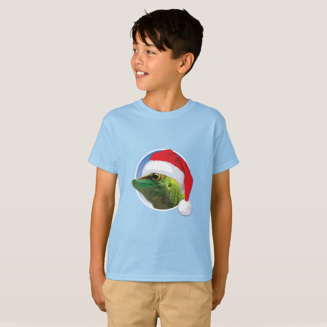Gecko de Natal - Camisa Básica para Crianças (Frente Completa)