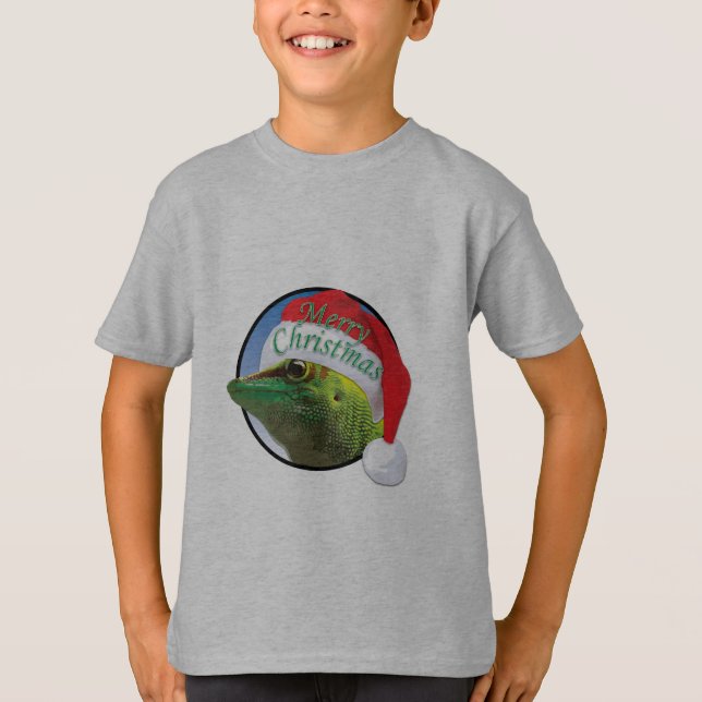 Gecko de Natal - Camisa Básica para Crianças (Frente)