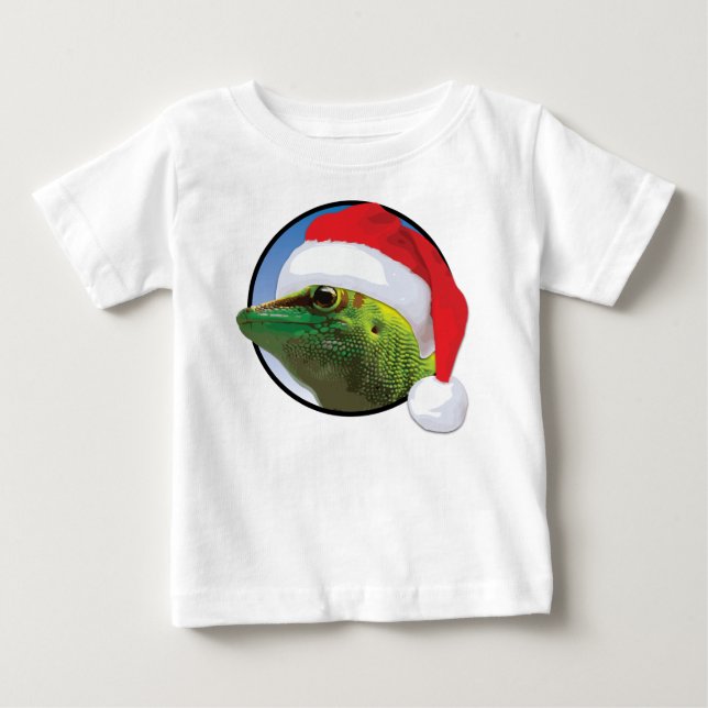 Gecko de Natal - Camisa do Baby Fine Jersey (Frente)
