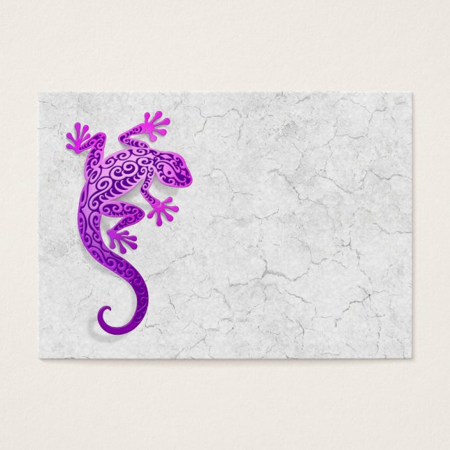 Gecko Roxo Subindo em uma Parede Branca (Frente)
