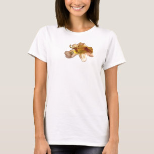 Geco com crista lilly em um t-shirt das senhoras