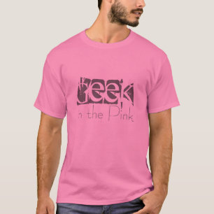 Geek na camiseta cor-de-rosa engraçada cor-de-ros