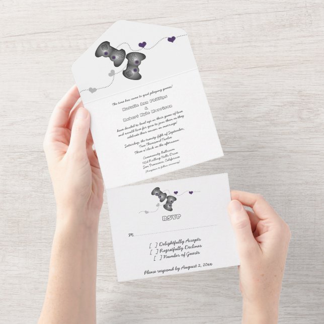 Geeky Gamers All in One Convite de casamento | Rox (Tearaway)