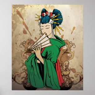 Geisha 芸者 cartaz de impressão japonesa