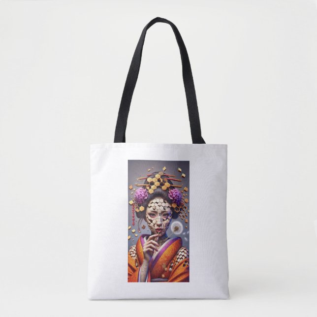 "Geisha Quebra-cabeça Illusion - Tote Bag Artístic (Frente)