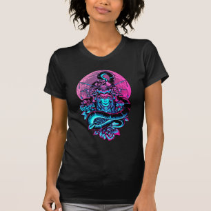 Geisha Tattoo T-Shirt floral rosa e preto