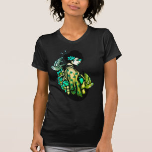 Geisha Tattoo T-Shirt verde e negro floral
