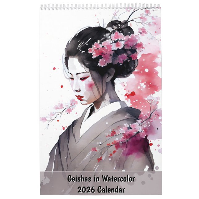 Geishas em Aquarela – Calendário 2026 (Capa)