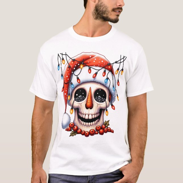 Gelado Sorridoso Camisa Natal Snowman Skull (Frente)