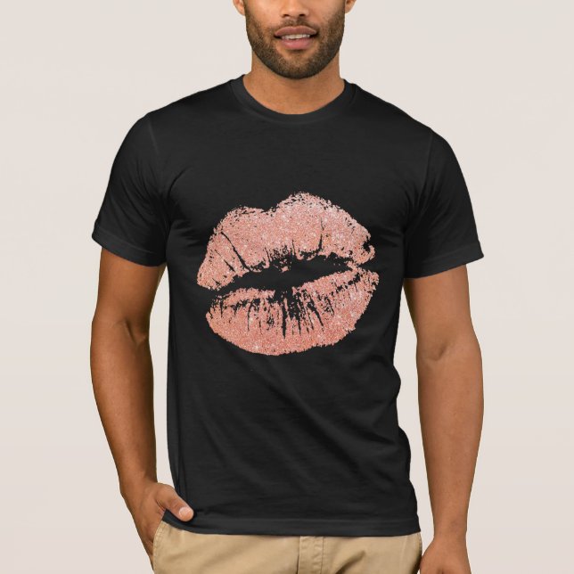 GELITTER Lábios Rosa Beija T-shirts (Frente)