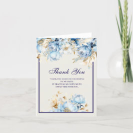 Gelo Azul e Floral Marinho Agradecimento de Aniver