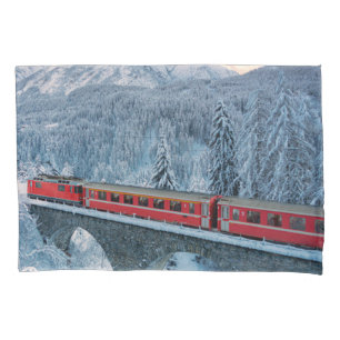 Gelo e neve Suiça de trem Red Bernina Express