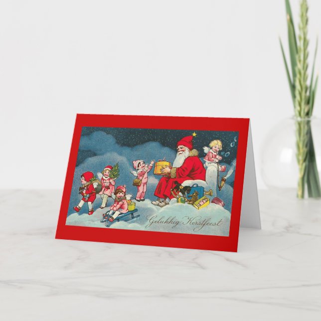 "Gelukkig Kerstfeest" Vintage Cartão de Natal Hola (Frente)