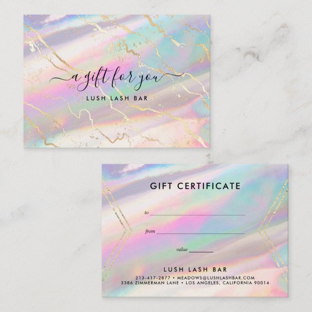 Gema Opal Holográfico Iridescente | Certificado de (Frente/Verso)