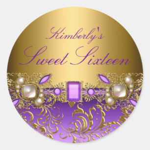 Gema Roxo e Pérolas Doce Dezesseis Adesivos