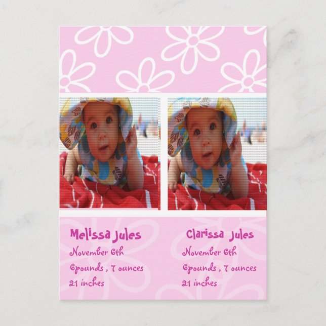 gêmeas bebê cartões de fotos de anúncio (Frente)