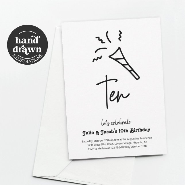 Gêmeos 10º Convite de aniversário (Criador carregado)