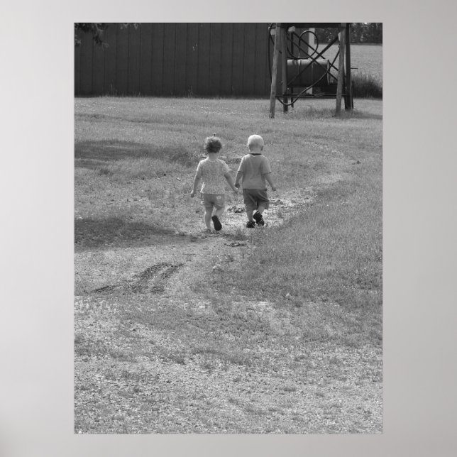 gêmeos andando preto e poster branco (Frente)