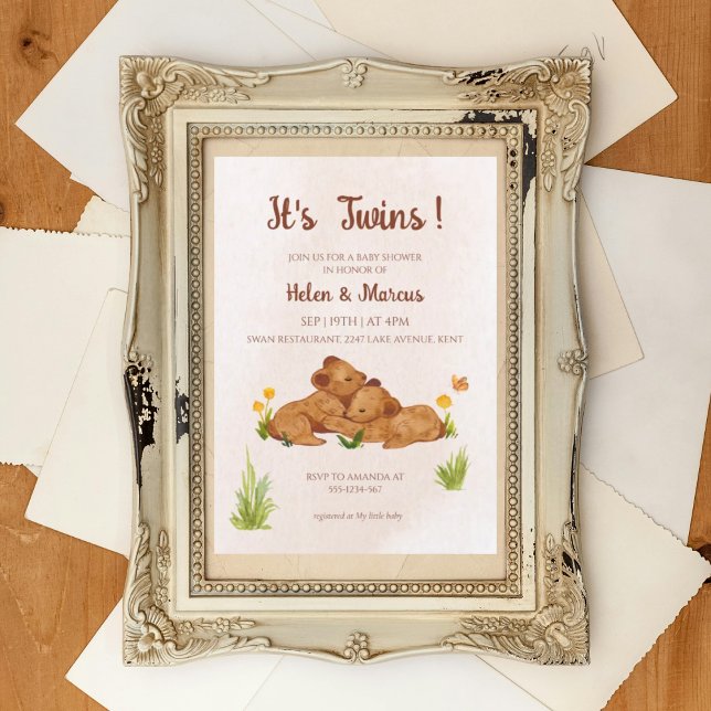 Gêmeos, convite para chás de fraldas neutro em ter (Criador carregado)