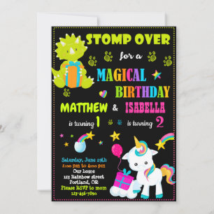 Gêmeos do convite do aniversário do dinossauro e