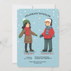Gêmeos ou convite comum do aniversário do inverno