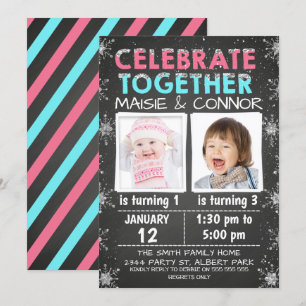 Gêmeos ou Convite Conjunta de Aniversário de inver