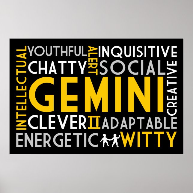 Gemini Astrology Word Collage Impressão (Frente)