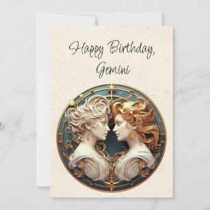 Gemini gêmeos Zodiac - Cartão de Aniversário Minim