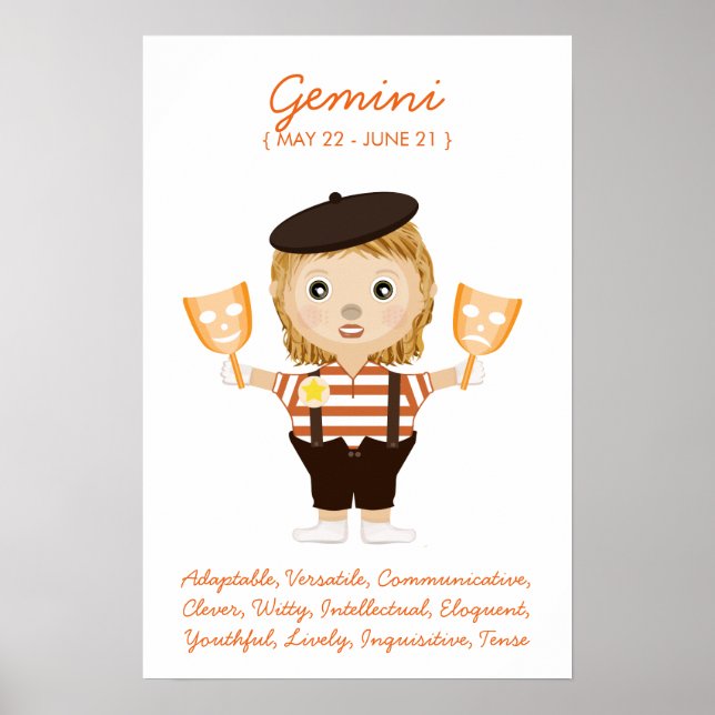 Gemini - Poster do Horoscópio Rapariga (Frente)