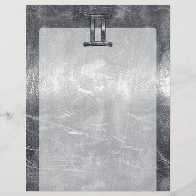 Gemini Sinal Zodíaco em Estilo de Aço Industrial (Frente)