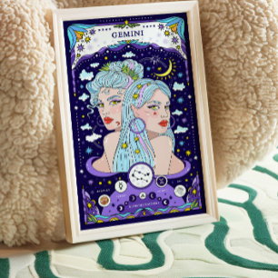 Gemini Zodiac Blue Poster - Versatile e Airy