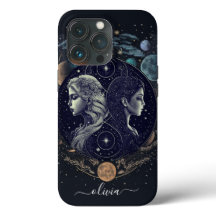 Gemini zodiac capas de iphone de gabinete preto e