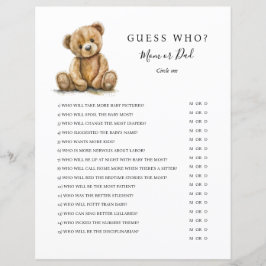 Gender Neutral Teddy Bear Baby Shower Game