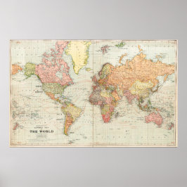 General Map of the World Poster