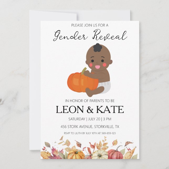 gênero de abóbora revela convites (Frente)