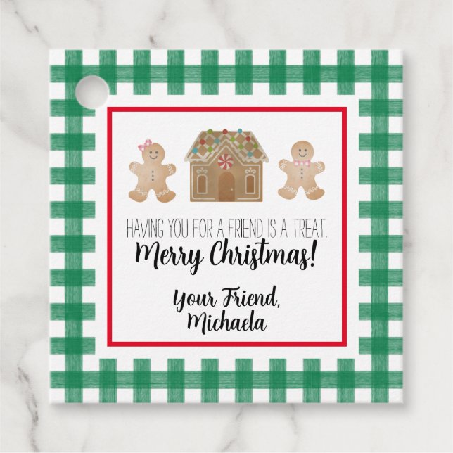 Gengibre de Aquarela Etiqueta de Presente de Crian (Frente)