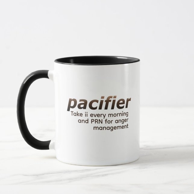 Gênio no trabalho, Caneca de escritório com texto  (Esquerda)