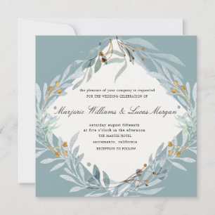 Gentil Botânico Convite para Casamento Quadrado