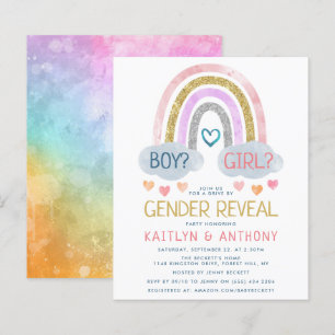 Gentil Pequeno Arco-Íris Gênero Revelar Convite 