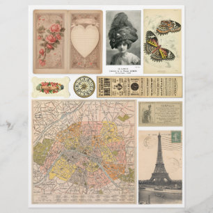 Genuína (não AI) Vintage efemera inspirada em fran