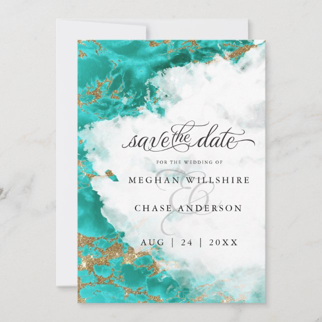 Geodo de Aquarela Turquesa Moderna BarefootBride™ (Frente)