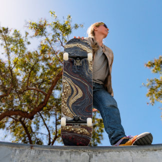 Geodo de Skateboard Preto Dourado Vermelho Luxo Ág