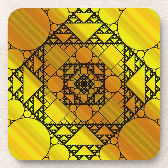 Geometria Fractal Porta-Copos Quadrado (Frente)