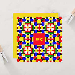 Geometria vermelha, amarela, preta, azul e verde