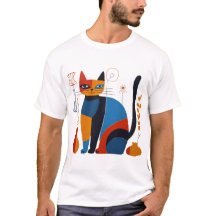 Geometric Cat T-Shirt – Stylish Artistic Design fo