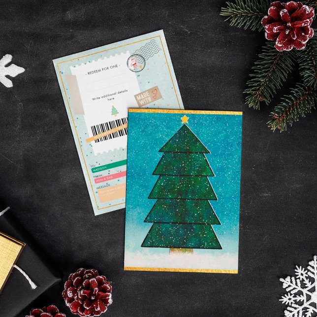 Geometric Christmas Tree Ticket Family Gift Coupon (Criador carregado)