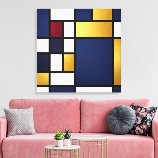 Geometric Harmony – Midnight Luxury Canvas Print (Insitu(Sala de estar))