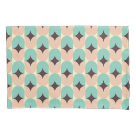 Geometric pattern of teal, beige, and black shapes