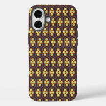 Geometric pattern with orange and blue hexagons