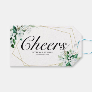 Geométrica Floral Verde Cheers Etiquetas De Frasco